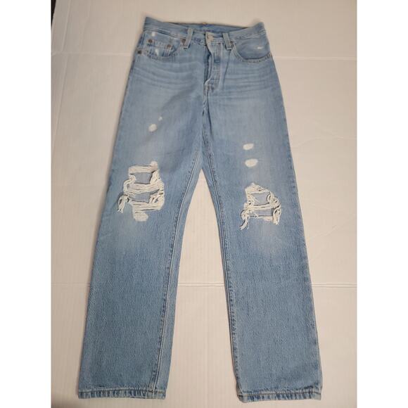 Levis 501 Premium Jeans Womens SZ 24 Straight High Rise Button Fly Rigid Big E - Picture 2 of 12